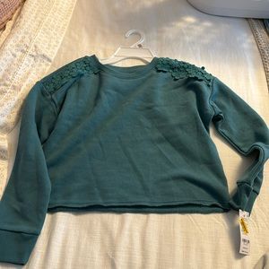 Girls Raw hem sweatshirt with lace detail